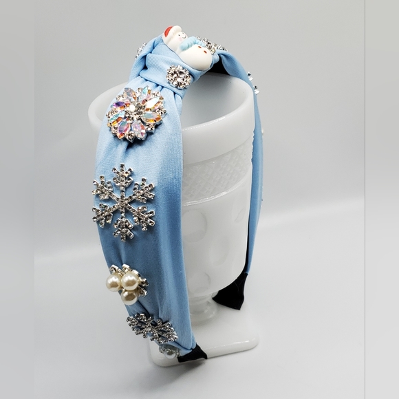 Headband bling handmade winter snowman crystals sparkly Swarovski Christmas